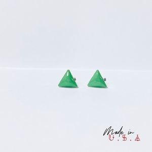 Petite Triangle Earrings - Mint Green
